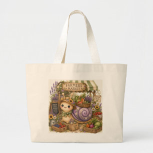 Whimsical Farmers Market Schnecke Wasserfarben Kun Jumbo Stoffbeutel