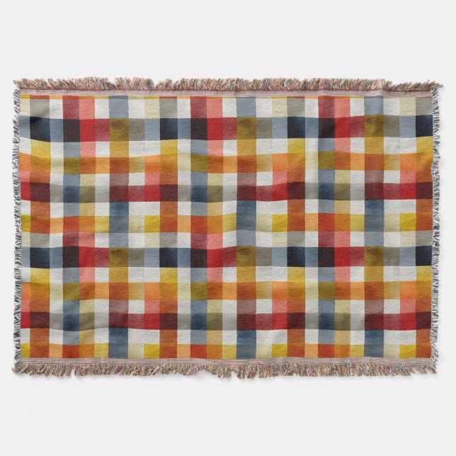 Whimsical Farmhouse Watercolor Plaid Decke (Vorderseite)