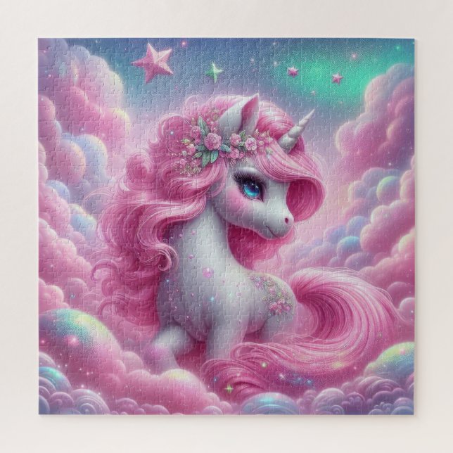 Whimsical Fee Märchen Rosa Glitzer und blaues Einh (Vertikal)