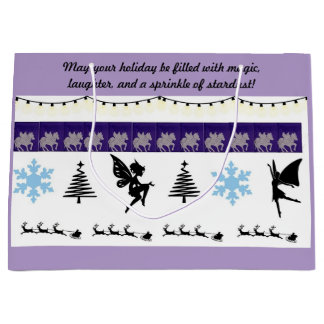 Whimsical , Fee , Santa, Saitenlichter, Schnee Große Geschenktüte