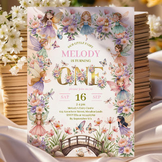 Whimsical Feengarten 1. Geburtstag Einladung