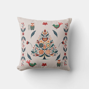Whimsical Festive Scandinavian Folk Art Weihnachte Kissen
