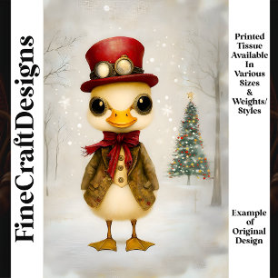 Whimsical Festive Steampunk Duckling L4 Decoupage Seidenpapier