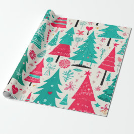 Whimsical Festive Weihnachtsbaum Muster Geschenkpapier