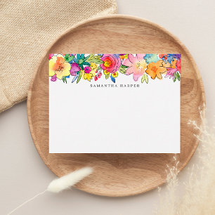 Whimsical Fette Farbige Florale Wasserfarbe Mitteilungskarte