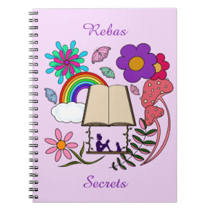 Whimsical fille livre chien arc-en-ciel champignon