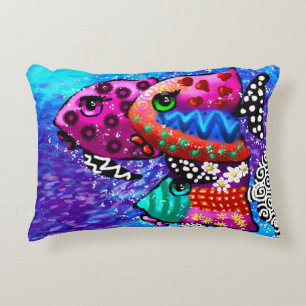 Whimsical Fish Trio farbenfroh Abstrakt nautic Dekokissen