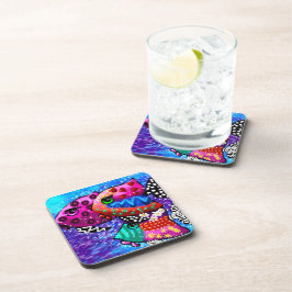 Whimsical Fish Trio farbenfroh Abstrakt nautic Getränkeuntersetzer