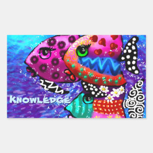 Whimsical Fish Trio farbenfroh Abstrakt nautic Rechteckiger Aufkleber