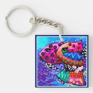 Whimsical Fish Trio farbenfroh Abstrakt nautic Schlüsselanhänger