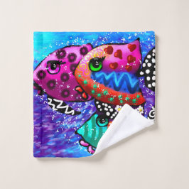 Whimsical Fish Trio farbenfroh Abstrakt nautic Waschlappen