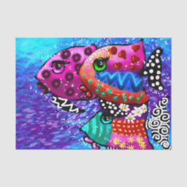 Whimsical Fish Trio Funky Decoupage Seidenpapier