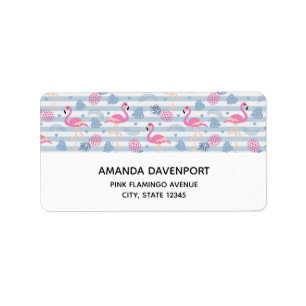Whimsical Flamingo & Ananas Muster Adressaufkleber