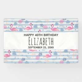 Whimsical Flamingo & Ananas Muster Geburtstag Banner
