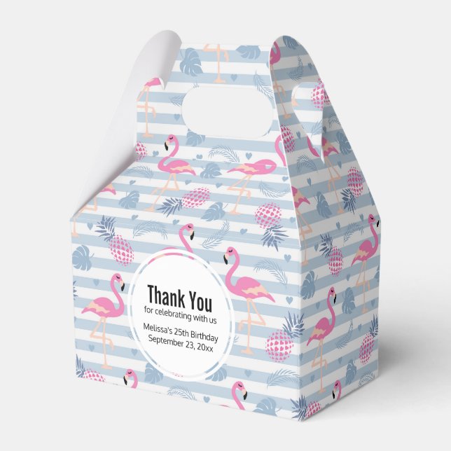 Whimsical Flamingo & Ananas Muster Geschenkschachtel (Vorderseite)