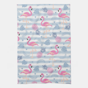 Whimsical Flamingo & Ananas Muster Geschirrtuch