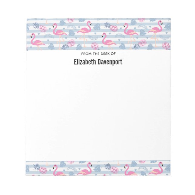 Whimsical Flamingo & Ananas Muster Notizblock (Vorderseite)