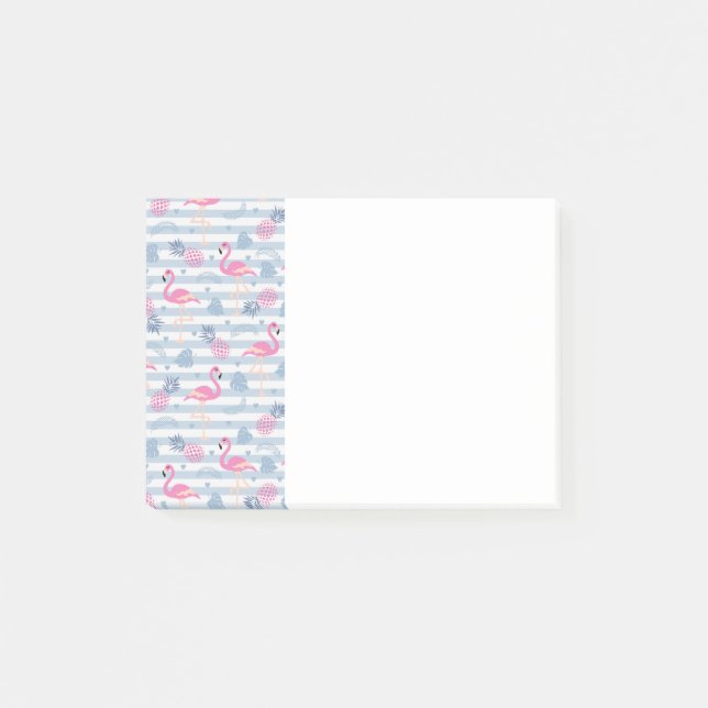 Whimsical Flamingo & Ananas Muster Post-it Klebezettel (Vorderseite)