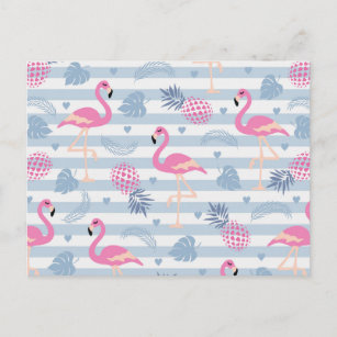Whimsical Flamingo & Ananas Muster Postkarte