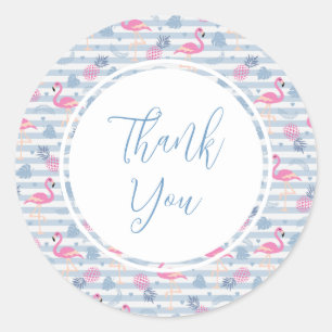 Whimsical Flamingo & Ananas Muster Runder Aufkleber