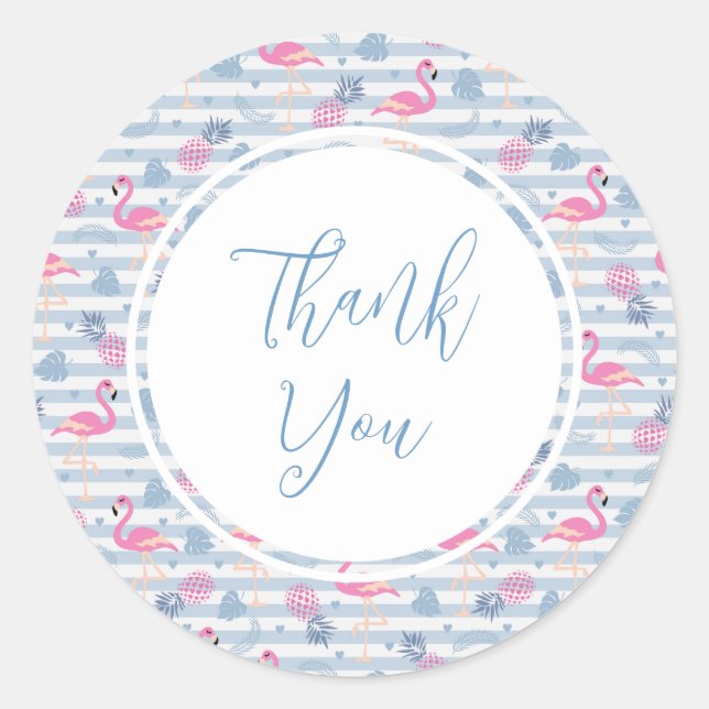 Whimsical Flamingo & Ananas Muster Runder Aufkleber (Vorderseite)