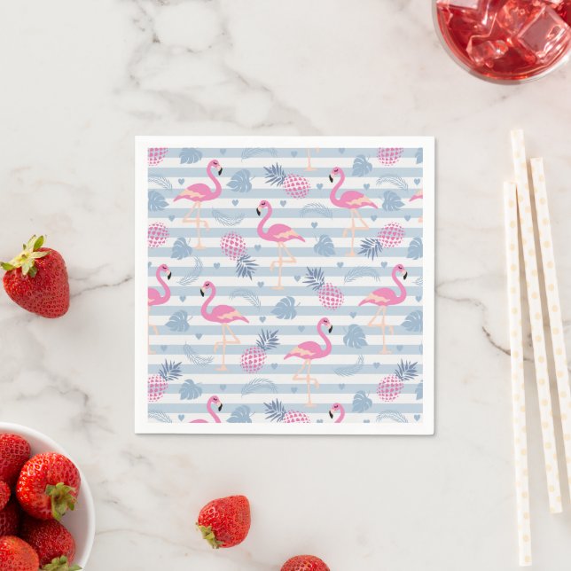 Whimsical Flamingo & Ananas Muster Serviette (Beispiel)