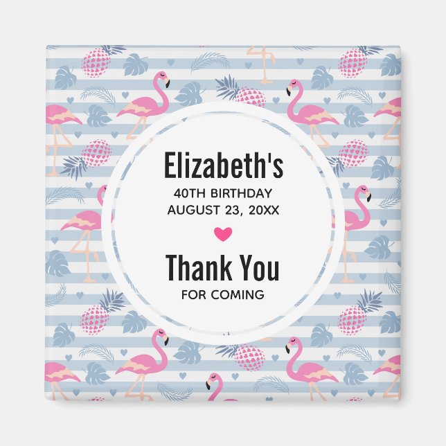 Whimsical Flamingo & Pineappmuster Vielen Dank Magnet (Vorne)