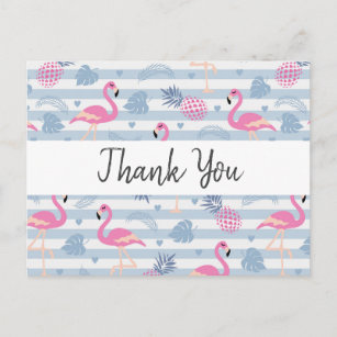 Whimsical Flamingo & Pineappmuster Vielen Dank Postkarte