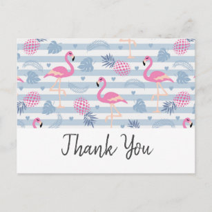 Whimsical Flamingo & Pineappmuster Vielen Dank Postkarte