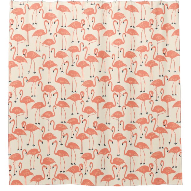 Whimsical Flamingo | Tropical Bathroom Sunset Duschvorhang (Vorderseite)