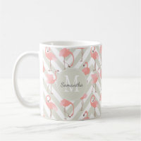 Whimsical Flamingos Muster mit Monogramm