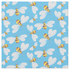 Whimsical fliegendes Bienenaquarellkunstmuster Stoff