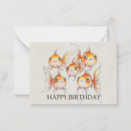 Whimsical Floating Goldfish Geburtstag Mitteilungskarte