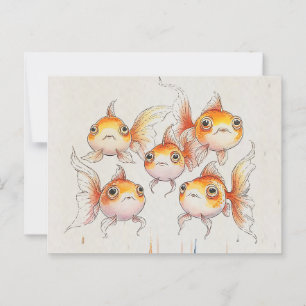 Whimsical Floating Goldfish Postkarte