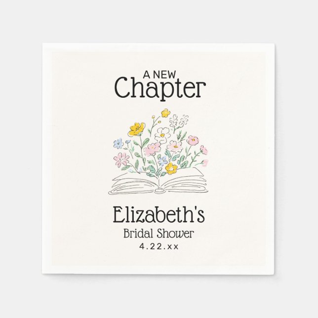 Whimsical Floral A New Chapter Bridal Shower  Serviette (Vorderseite)