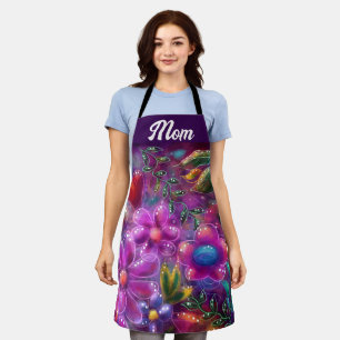 Whimsical Floral Abstrakt Lila Pink Green Blume Schürze