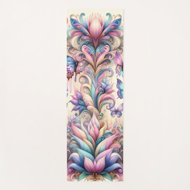 Whimsical Floral and Butterfly Übungsmatte Yogamatte (Vorderseite)