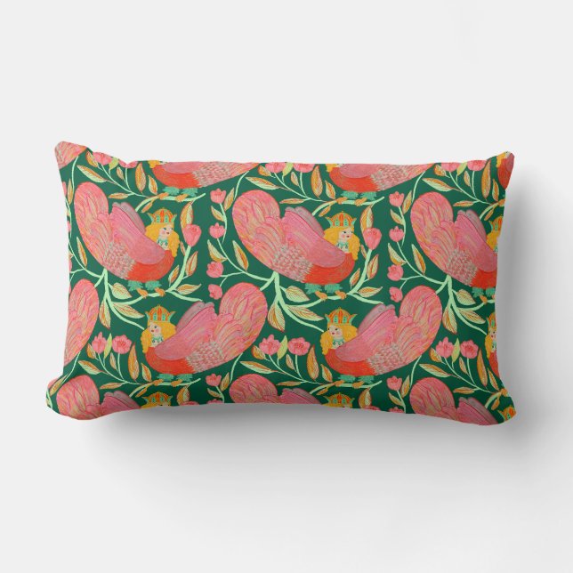 Whimsical Floral Bird Throw Kissen Kissen Kissen K (Vorderseite)
