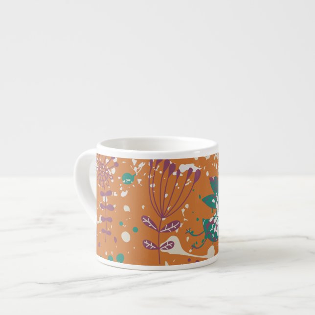 Whimsical Floral Birds Espressotasse (Vorderseite Links)