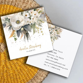Whimsical Floral Blooms Florist Quadratische Visitenkarte