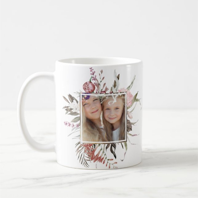 Whimsical Floral Bouquet Foto Kaffeetasse (Links)