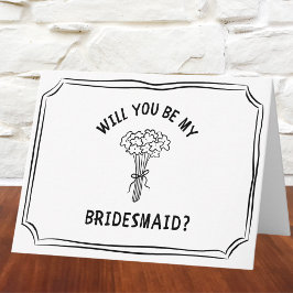 Whimsical Floral Bow Bouquet Bridesmaid Vorschlag Karte