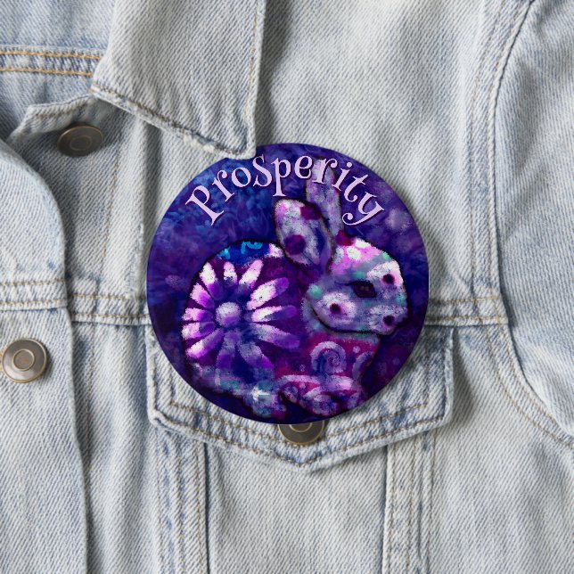 Whimsical Floral Bunny Rabbit Personalized Button (Beispiel)