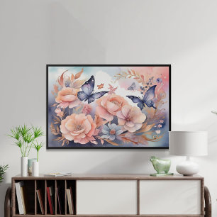 Whimsical Floral Butterfells spielerisches Design Poster