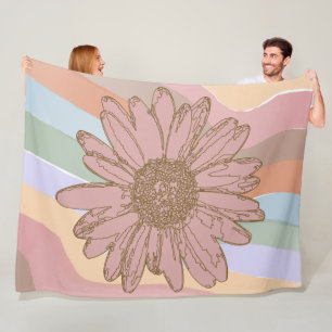 Whimsical Floral Daisy Farbige Boho Streifen Welle Fleecedecke