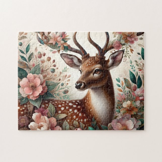 Whimsical Floral Deer Forest (Horizontal)