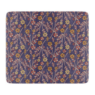 Whimsical Floral Design mit Reben auf violettem Hi Schneidebrett