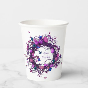 Whimsical Floral Ei Lila Pappbecher