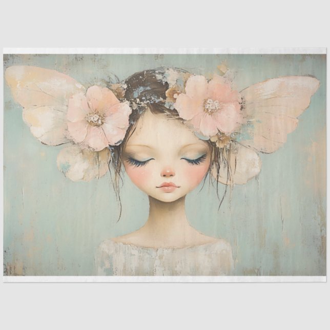 Whimsical Floral Fairy Butterfly Wings Decoupage Seidenpapier (Vorderseite)