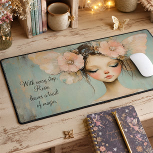 Whimsical Floral Fairy Butterfly Wings Individuell Schreibtischunterlage